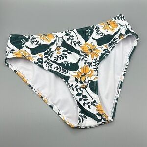 Women's High Waist Floral Fauna Full Coverage Swim Bikini Bottoms Size Medium